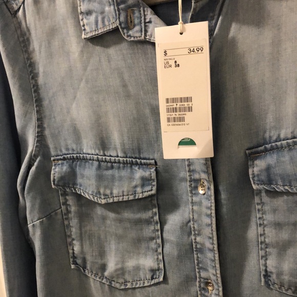 NEW WITH TAGS — Denim button up long sleeve dress. - Picture 3 of 5